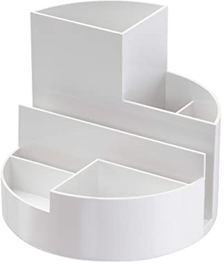 MAUL Schreibtisch Organizer MAULrundbox Eco Ø14x12,5cm | Organizer aus 85% recyceltem Kunststoff mit 6 Fächern | Moderner Stiftehalter | Stifte Organizer für Büro und Schreibtisch | Weiß