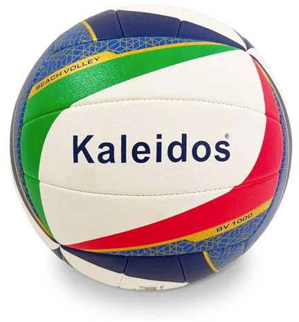 MONDO Sport Beach Volley BV-1000 Ballon de Jeu en Cuir synthétique Souple Taille 5 en intérieur Blanc, Rouge, Vert, Bleu - 13678