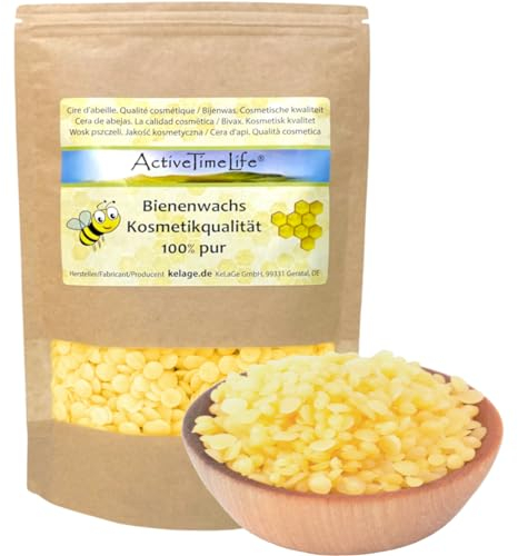 ActiveTimeLife® Bienenwachs Pastillen Bio gelb | Premium | 200 g ideal für Kosmetik Kerzen Cremes Salben Seifen Wachstücher - Das Original im praktischen Zip-Beutel