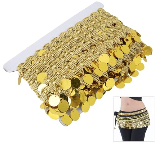 Cintura con nappe per danza del ventre, sciarpa per il ventre, sciarpa per l'anca con nappe per la danza del ventre, sciarpa rotonda per l'anca, abbigliamento nazionale, (oro)