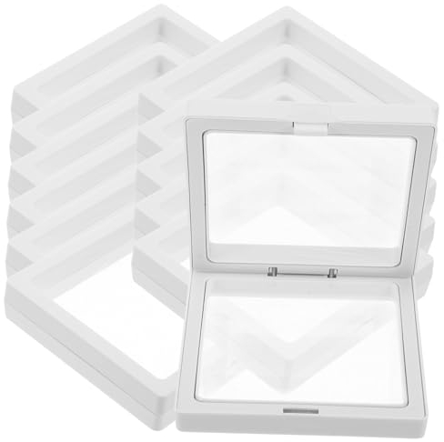 AOKWAWALIY 12 uppsättningar upphängda monter upphängningsskåp smyckeshållare. Smycken flytande fodral. Smycken – flytande ram. Floating – displayfodral. 3d Abs (plast) halskedja vit förpackning