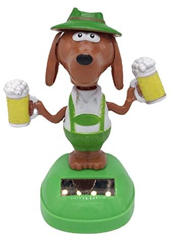 Meindin Solarbetriebene Tanzende Figuren, Auto Armaturenbrett Tänzerin Wackelköpfe Spielzeug Solarbetriebene Dekoration, Wackelhund Solarbetriebene Hund mit Bier Solarbetriebene Auto Ornamente, Solar