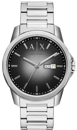 Armani Exchange Watch for Men, Quartz Movement and 44mm Case Size with Stainless Steel, Leather or Silicone Strap