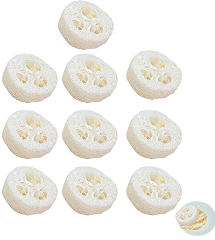 Uozonit Éponge de luffa naturelle, tranches de luffa naturelles - Éponges naturelles rondes pour vaisselle,Éponges de Loofah naturelles domestiques, éponge à vaisselle sans odeur, Luffa biologique 10