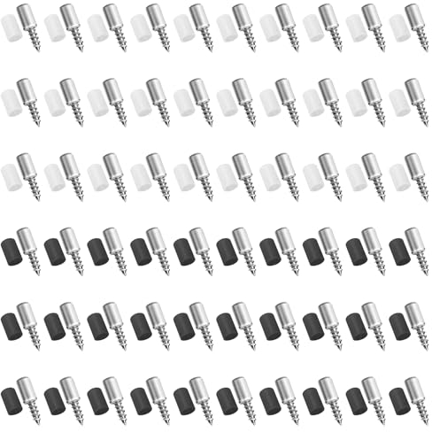 Un set di 60 ripiani e staffe a vite autofilettanti con 60 coperture in plastica, adatto per mobili, armadi e librerie (argento)