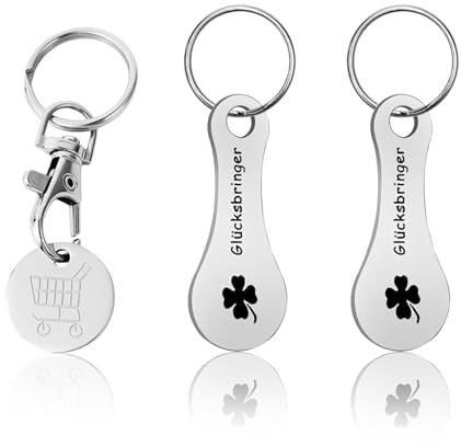 3 Pezzi Gettone Carrello Spesa, Argento Chip Del Carrello Della Spesa, Rimovibile Sgancio Carrello Della Spesa, Chiave per Carrello Della Spesa in Acciaio Inox