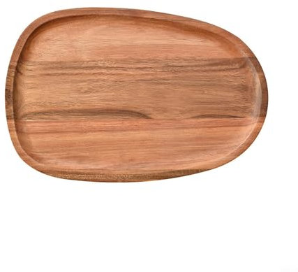FACULX Assiette ovale en bois rustique, pratique et élégante pour les collations et les gâteaux, excellente option comme plateau de service, planche à fromage ou bol à fruits (30,5 x 20)