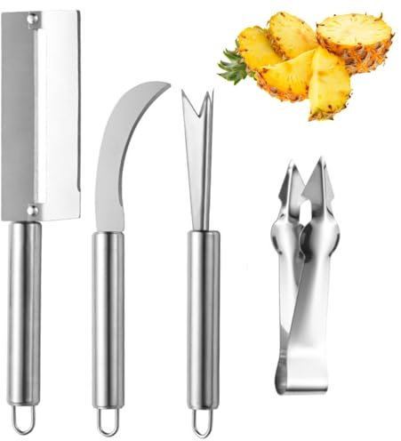 Ananas Forma di V Clip,Cabbage Peeler,4 Pezzi Scavino per Verdure,Pelapatate Occhi in Acciaio Inox,Taglia Carote,Pelapatate Professionale,Può Anche Rimuovere il Ceppo per Fragole Patate Carote Ecc