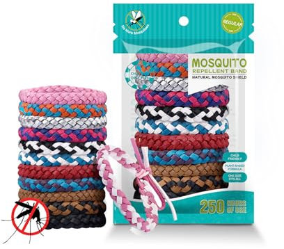UYGTHI Leather Mosquito Repellent Bracelets – 12 Pack Insect Repellent Bracelets for Adults & Kids, DEET-Free Natural Mosquito Repellent with Essential Oils, 300-Hour Waterproof Outdoor Protection