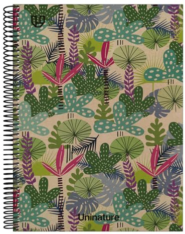 Unipapel - Cuaderno Reciclados a4 Tapa Dura, Cuadriculado 4x4, Cartón y Papel Kraft 100% Reciclados, 80 Hojas 90 gramos, Uninature Design Amazonas, FSC Recycled 100%, Perfecto Material Escolar