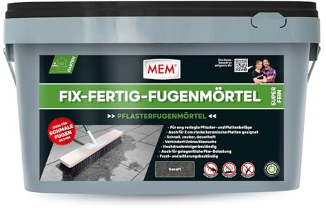 MEM Fix-Fertig Mortier de jointoiement fin basalte prêt à l'emploi pour joints étroits à partir de 3 mm Résistant au gel et aux intempéries Pour pierre naturelle, béton, brique et céramique