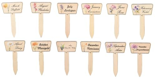 Marcadores de Plantas para Jardín | 12 Piezas Etiquetas Decorativas para Plantas de Madera,Etiquetas Impermeables para Jardinería en Patio Trasero Jardín Patio Interior Granja