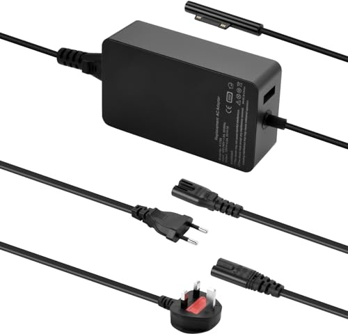 aceyoon 65W Laddningskabel för Microsoft Surface Pro 11/10/9/8/7+/7/6/5/4/3/X, 15V 4A Nätadapter Kompatibel med Surface Laptop 7/6/5/4/3/2, Surface Go 4/3/2, Surface Book 3/2/1