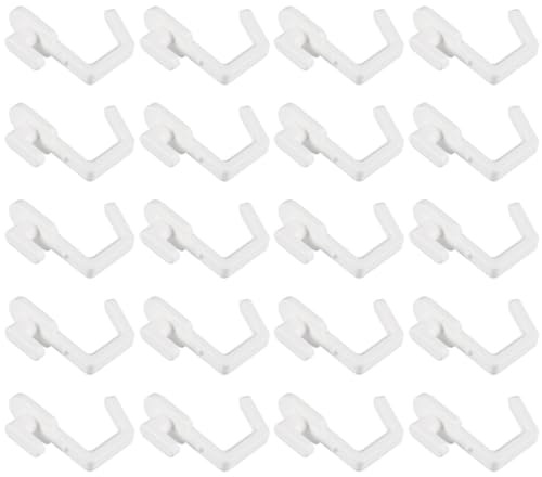 SHOWERORO 24 Ganchos para Tableros Perforados en Forma de J, Organizador Resistente de Plástico Blanco para Herramientas, Adecuado para Cocina y Taller