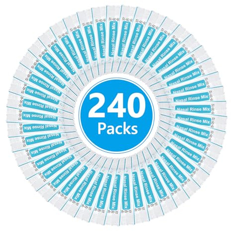 URAQT Sachets Sel Nasal, 240x2.7g, Sel D'irrigation de Nez, Kit Sinus Rinse, Irrigation Nasale, Neti Pot