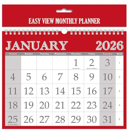 Easy View Monthly Calendar 2026 – 280mm x 220mm
