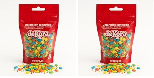 dekora - Confeti de Azúcar Mix Huevos y Maná – 100g | Sprinkles Sin Gluten ni Lactosa | Decoración Comestible para Repostería Profesional y Casera | Blíster con Cierre Zip (Paquete de 2)