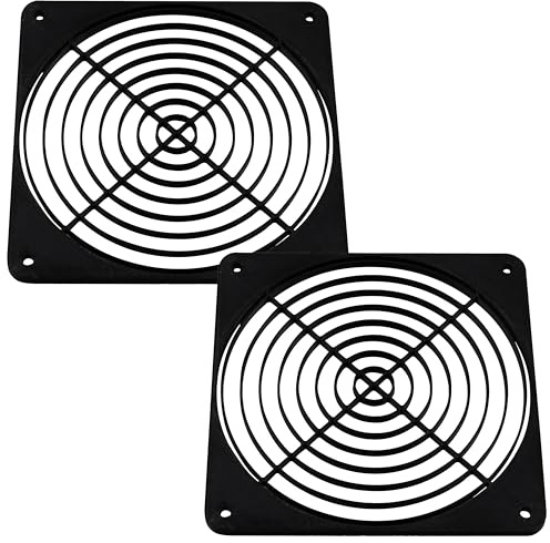 Aerzetix - Set di 2 Griglie per Ventola 120x120 mm in plastica per Computer PC stampanti dispositivi audiovisivi proiettori multimediali | Colore Nero