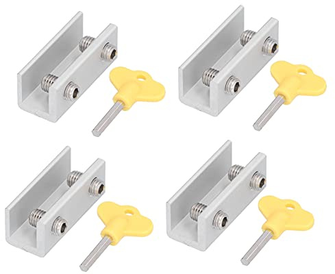 Cerraduras para marcos de puertas y ventanas con llave |Tope de seguridad ajustable de 4 piezas para paneles corredizos/puertas de vidrio/puertas de patio |Cerradura de