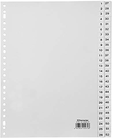 Soennecken Register 2119 DIN A4 1-52 volle Höhe PP weiß