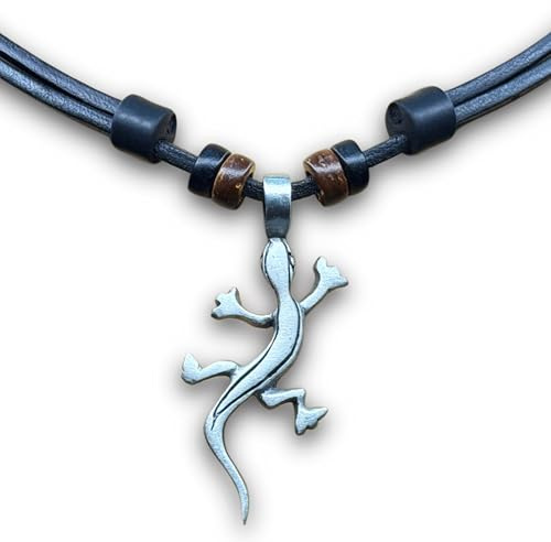 HANA LIMA Surferkette Lederkette Geckokette Halskette Herren Damen Metallanhänger