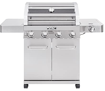 Monument Grills Larger Convertible 4 Burner Natural Gas Grill Stainless Steel Cabinet Style Propane Grills, LED Controls,Side Burner(Without Conversion Kit)