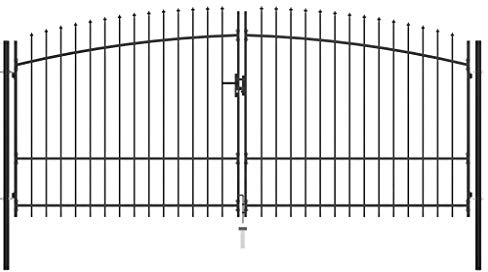 Tidyard Doppelflügel-Gartentor Gartentür Doppeltor Garten-Zauntor Tor Gartenpforte Mit Speerspitzen & 3 Schlüssel,Gartenbarriere Hoftor Industrietor Einfahrtstor Doppelflügeltor Gitterzauntor
