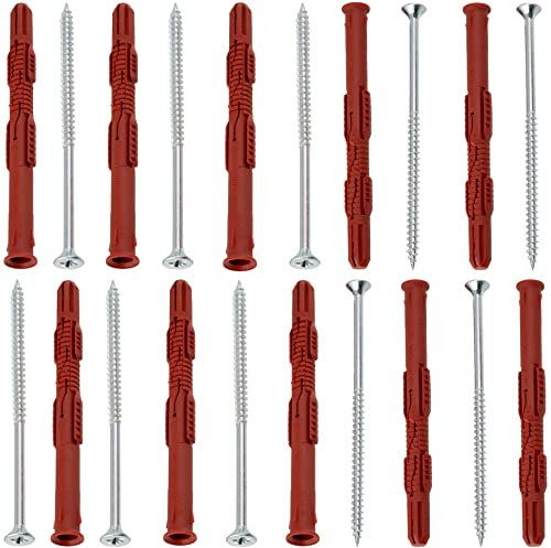 AERZETIX - C65006 - Juego de 10 tacos 10x120mm para ladrillos huecos/hormigón celular + 10 tornillos Ø6x120mm con cabeza fresada - en nylon/metal - fijación materiales huecos trabajos taladrado