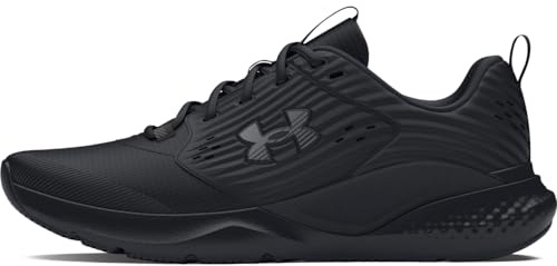 Under Armour UA Charged Commit TR 4 Baskets légères, chaussures de sport respirantes pour hommes, noir/noir/gris