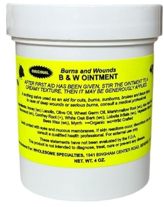 B & W Ointment (Burn &Wound) Natural Burn Salve Amish Made Burn Salve Burn Relief - 4oz