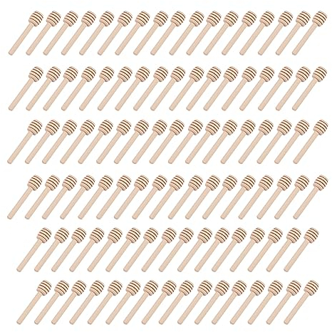 Weskjer Bastoncini di Legno per Miele, 100 Pezzi Spargimiele, Mescolatore per Miele, Cucchiaio Legno per Miele 7,6 cm, Cucchiaio per Miele, Cucchiaio per Mescolare Miele e Barattolo di Miele