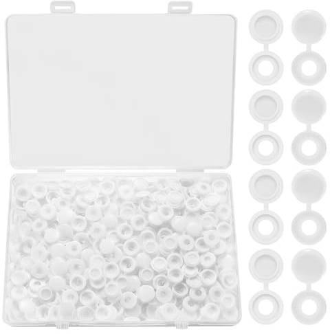 250 Pcs Plastic Screw Cover Caps for Screws, Plastic White Screw Caps, Hinged Screw Covers, Folding Screw Snap Covers, Screw Cap Covers, Screw Head Covers Decorative Caps Protection, 5mm/White