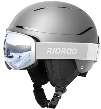 RIOROO Ski Helmet With Goggles Set, Adjustable Vent Sports Helmet With Protective Goggles, Suitable For Snow Sports, Snowboard Skiing Windproof, Suitable For Male And Female Teenagers Ski Helmets