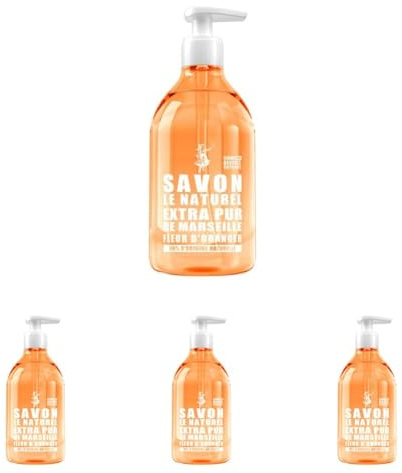 Savon Le Naturel Extra Pur de Marseille Fleur d'Oranger 500ml (Lot de 4)