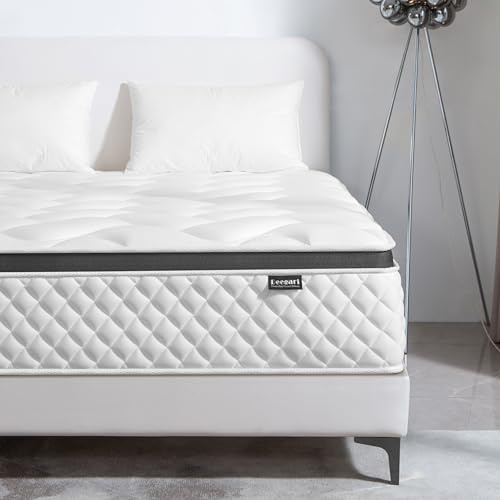 Deegari double Mattress 4FT6,10 INCH Pocket Sprungs Mattress Memory Foam- Medium Firm - Motion Isolation,135x190X25CM