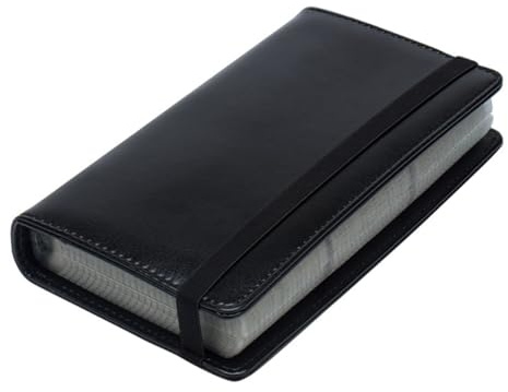 Healvian Tarjetero de Gran Capacidad de Poliuretano PU Estuche para Tarjetas de Visita 120 Ranuras Color Negro Organizador Portátil para Tarjetas de Crédito y Presentación Entornos
