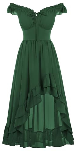 SCARLET DARKNESS Women Renaissance Dress High-Low Ruffled Dresse | Hem Sleeveless V-Neck Cottagecore Dresses