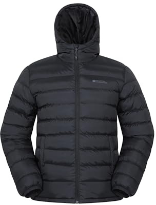 Mountain Warehouse Season Mens Padded Jacket - Water Resistant Puffer Coat, Lightweight, Lab Tested to -30C, Microfibre Filler - Spring Summer, Travelling, Walking Black 3XL