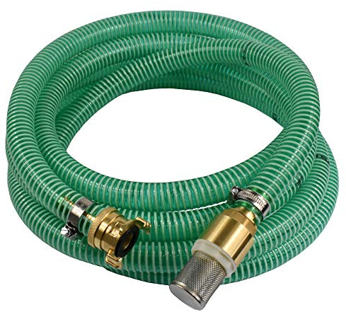 Tuyau d'aspiration de 2,5 cm de diamètre intérieur avec panier d'aspiration, clapet anti-retour + raccord d'aspiration