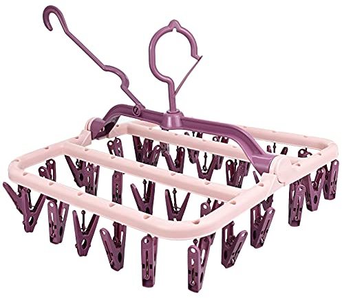 Estante de secado de calcetines de Plástico, Plegable Colgador Ropa Interior, gancho giratorio a prueba de viento colgador de ropa para calcetines, ropa interior, plantillas de zapatos, ropa de bebé