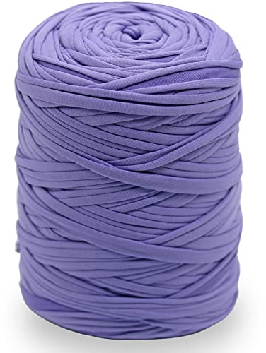 NOTIONSLAND 400 g T-Shirt-Garn, Strickgarn, Stoff, Häkelgarn für Tasche, Korb, Decke, Heimdekoration – lila einfarbige Garne