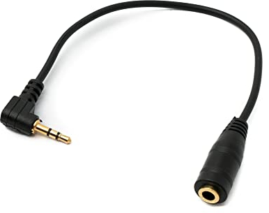 System-S Audio Kabel 15 cm Stereo AUX Klinke 2,5mm Stecker zu 3,5mm Buchse Winkel Schwarz