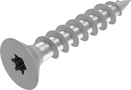 SECCARO Spånskiva skruv 6 x 35 mm, rostfritt stål V2A VA A2, träskruv med full gänga, TX/sexkant 200 stycken