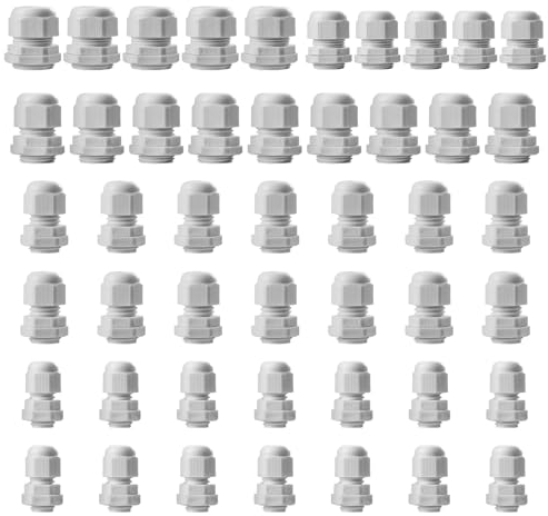 Cable Glands Mixed Set, 47PCS Waterproof Stuffing Glands M12 M16 M20 M24 M24 M32, 4 Types IP68 Locknut Stuffing Glands for Electrical Boxes Junction Boxes Wall-Mounted Distribution Boxes