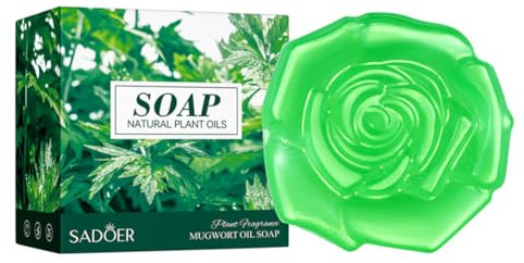 Huamengyuan Soap Mugwort Soap Piece Natural Soap as Solid Shower Gel and Solid Shampoo Organic Natural Vegan Traditional Handmade Antique Anti-Dandruff Hair Loss without Chemicals