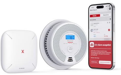X-Sense WLAN Rauch- und Kohlenmonoxid Melder SC07-MR, Smart Vernetzter CO Melder, mit X-Sense Home Security-App, 1 Rauchgas-Melder und CO-Detektor mit 1 SBS50 Basisstation, SC07-MR11