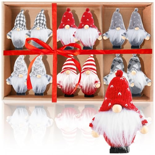 Tutukyle Decorazioni Albero di Natale Angeli Natalizio 12 Pezzi Gnomi Natalizi Piccoli Pendenti Pendenti Elfi Natalizi Piccolo Gnomo Albero di Natale Nanetti di Natale Decorazioni Natalizie per Albero