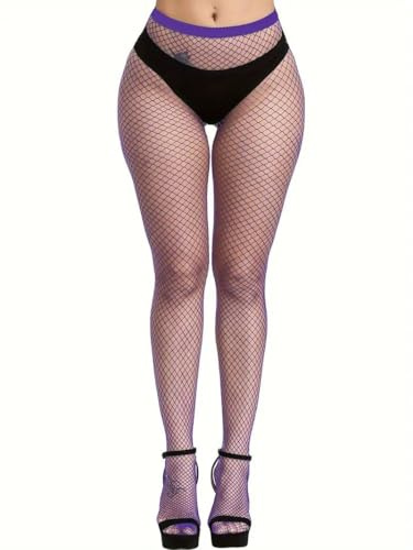 Boolavard nätstrumpor, hög midja tights för kvinnor, fisknät tights damer plus size en storlek passar alla