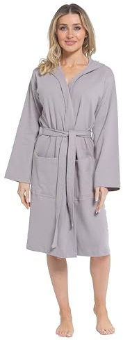 Daisy Dreamer Women's Hooded Waffle Cotton Bathrobe Dressing Gown Super Absorbent Spa Robes Ideal for Home & Loungewear