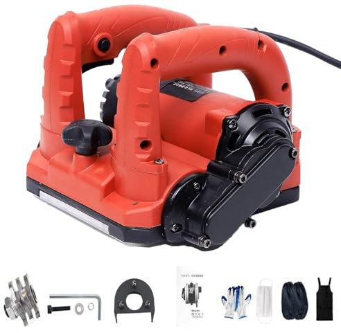 Electric Wall Planing Machine - 1500W Double Handle Planer with Dust Suction Interface, Planer Depth Adjustment 1-4mm, Speed 1000-4000r/min